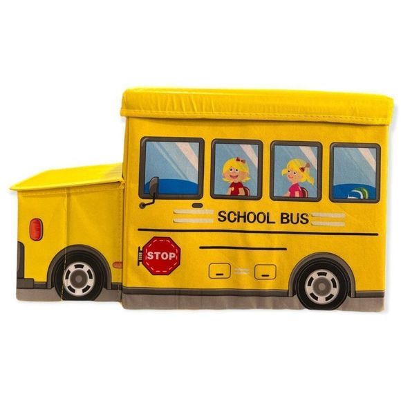Portable Foldable Storage Box, Organizer, Stool, Car Model, Bus Shape School Bus - Picture 2 of 16